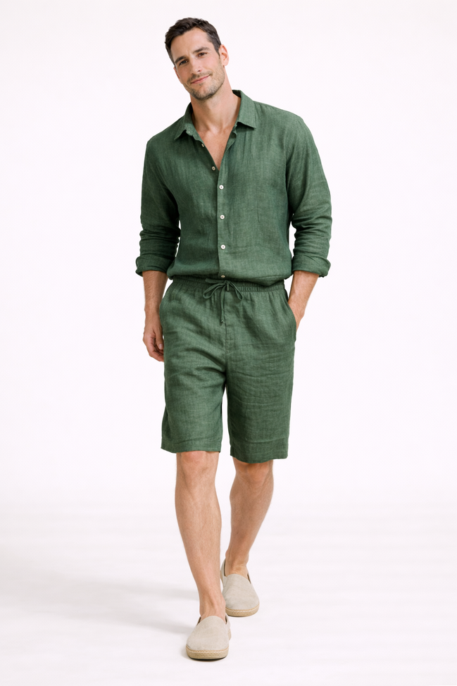 Verdant Linen Short Set