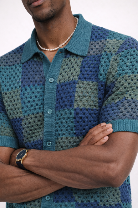 Monaco Color block Crochet Polo