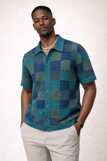 Monaco Color block Crochet Polo