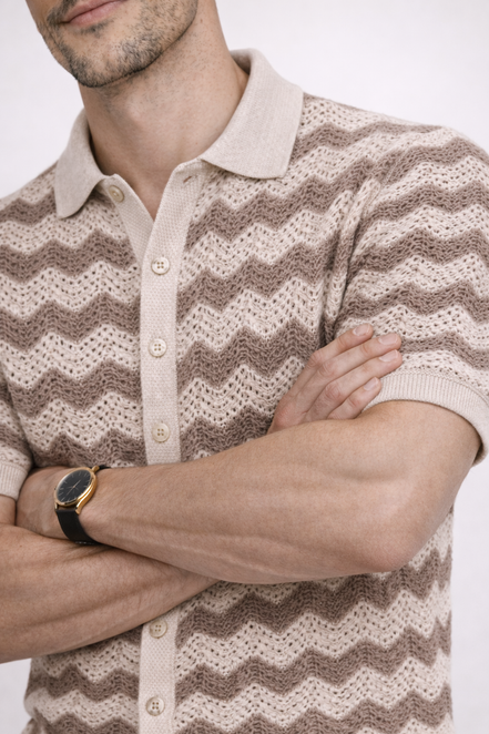 Chevron Wave Knit Polo
