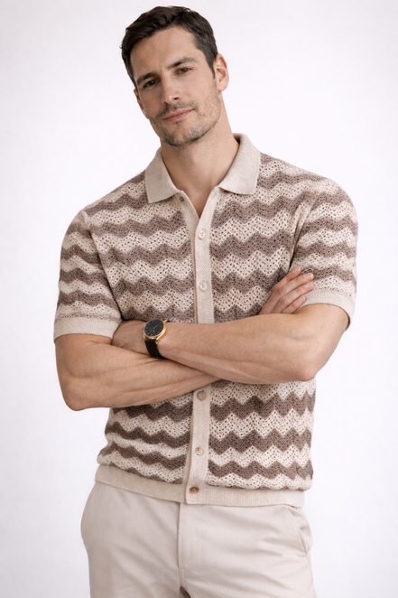Chevron Wave Knit Polo