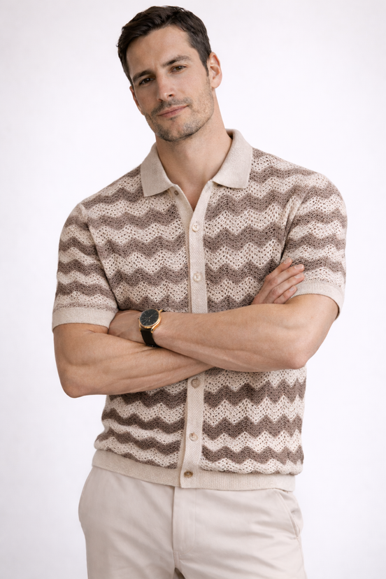 Chevron Wave Knit Polo
