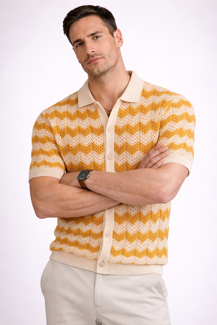 Chevron Wave Knit Polo