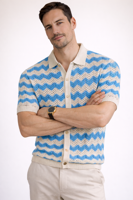 Chevron Wave Knit Polo