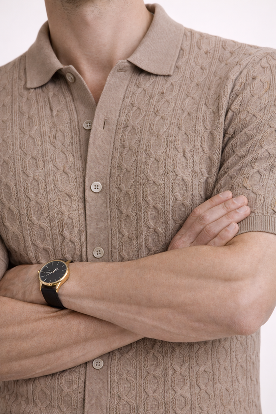 Cable Knit Polo