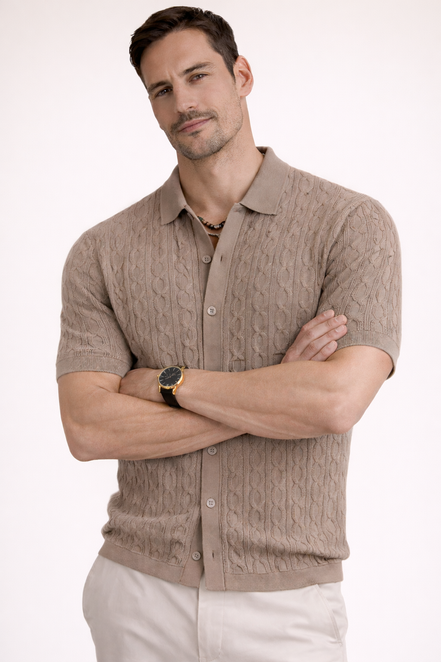 Cable Knit Polo