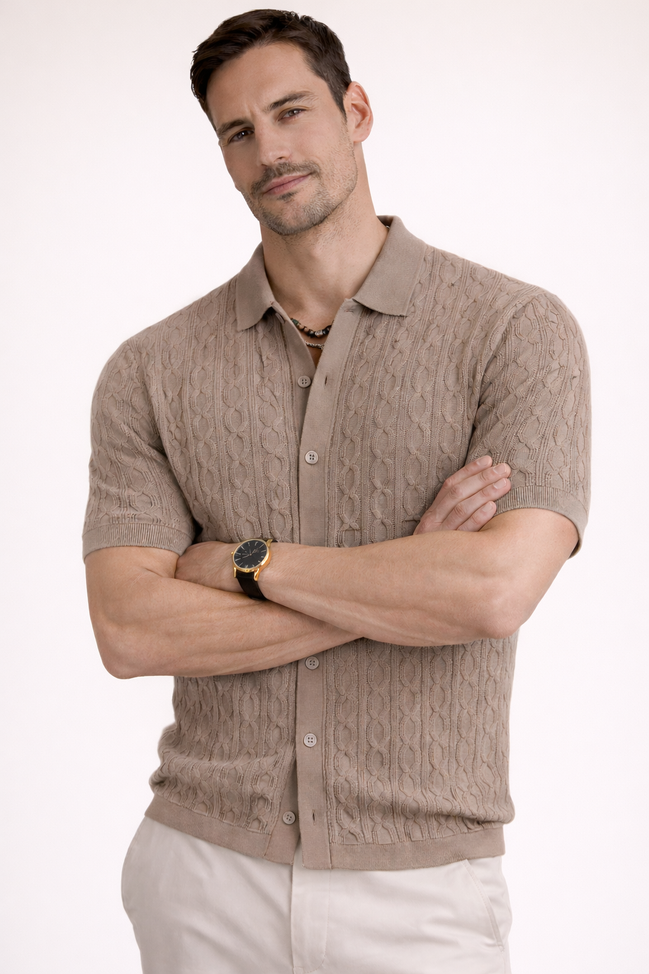 Cable Knit Polo