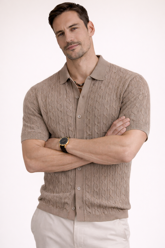 Cable Knit Polo