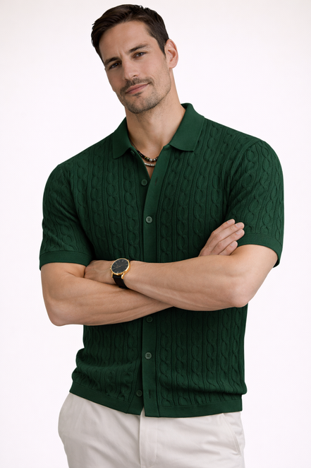 Cable Knit Polo