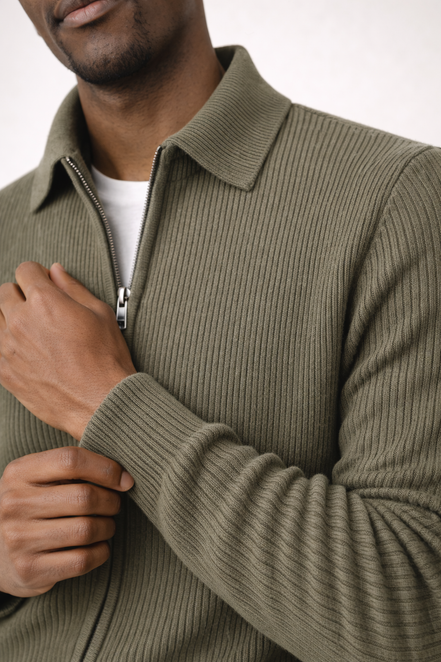 Milano Ribbed Zip Cardigan