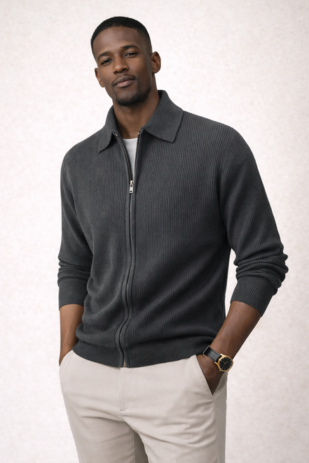 Milano Ribbed Zip Cardigan
