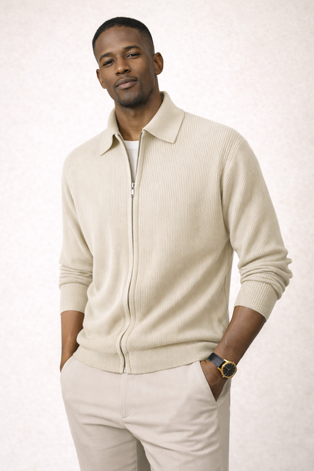 Milano Ribbed Zip Cardigan