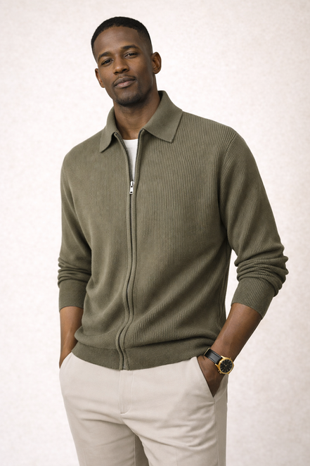 Milano Ribbed Zip Cardigan