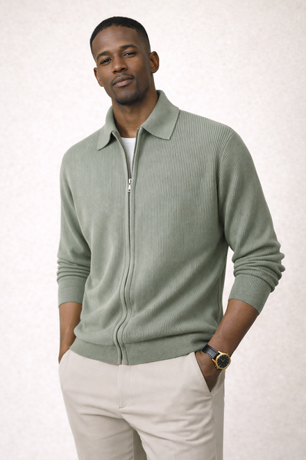 Milano Ribbed Zip Cardigan