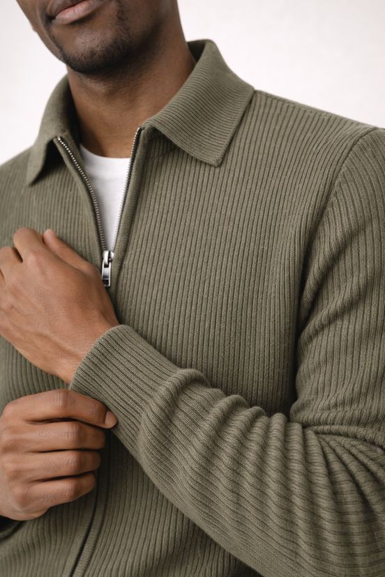 Milano Ribbed Zip Cardigan