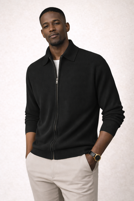 Milano Ribbed Zip Cardigan