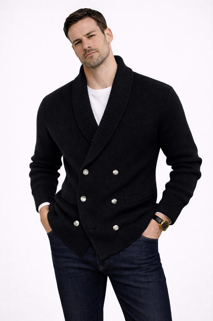 Riviera Double-Breasted Knit Cardigan