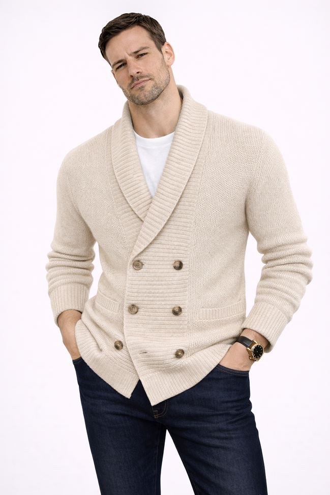 Riviera Double-Breasted Knit Cardigan
