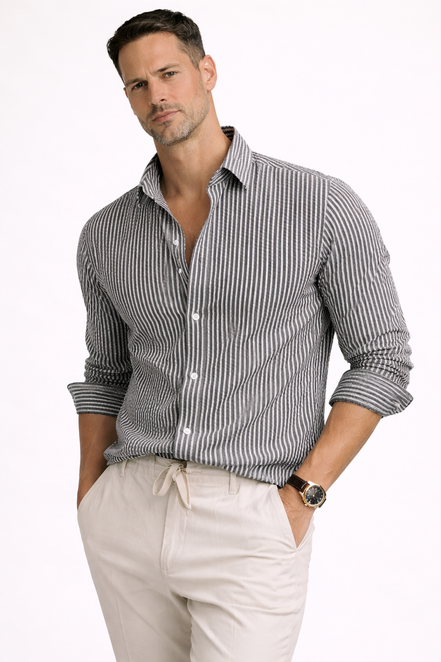Seersucker Striped Shirt