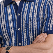 Striped Jacquard  Knit Polo