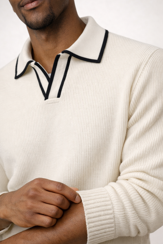 Detailed Collar Knit Polo