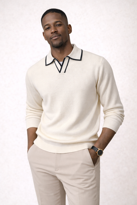 Detailed Collar Knit Polo