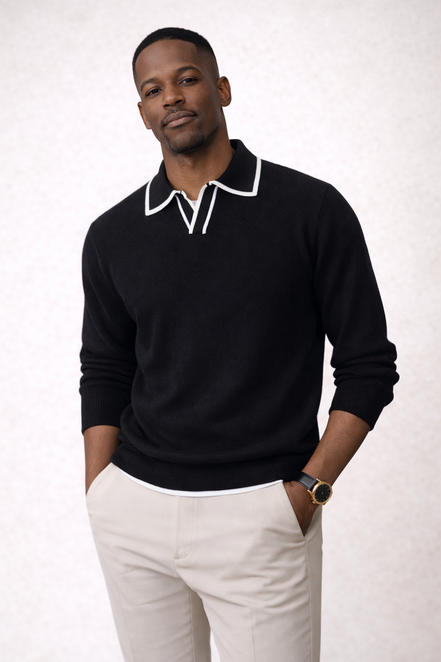 Detailed Collar Knit Polo