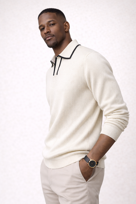 Detailed Collar Knit Polo