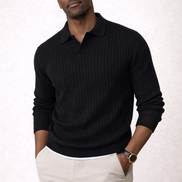 Rib Knit Open Collar  Polo