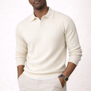 Rib Knit Open Collar  Polo