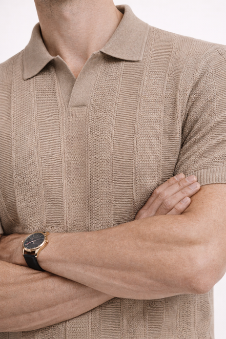 Striped knit polo