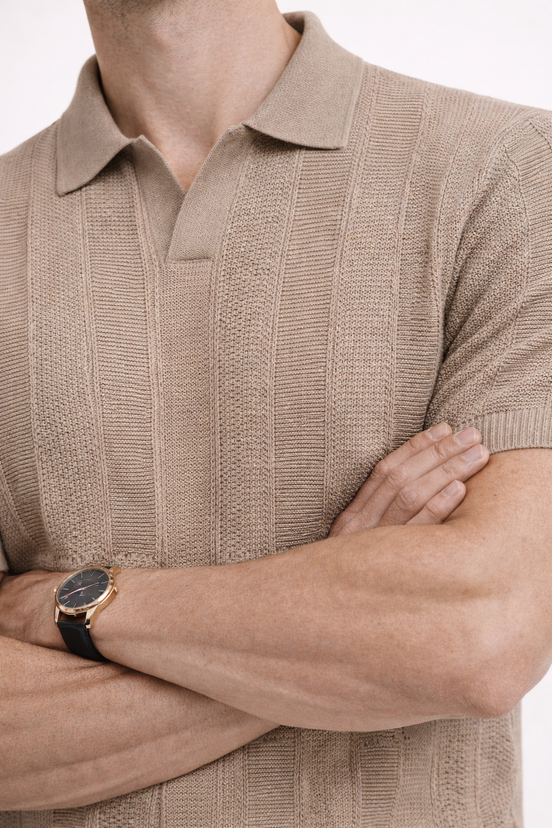 Striped knit polo