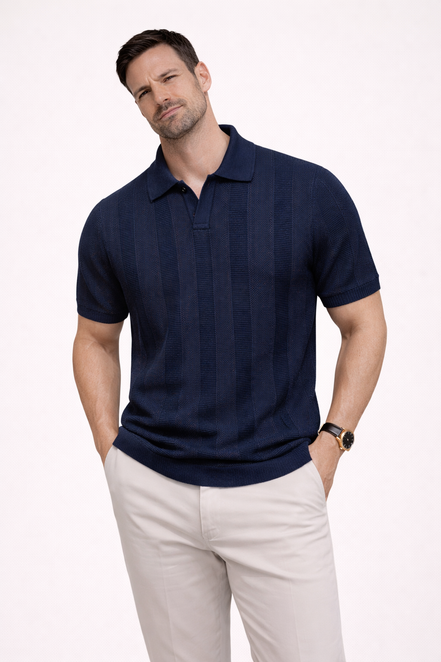 Striped knit polo