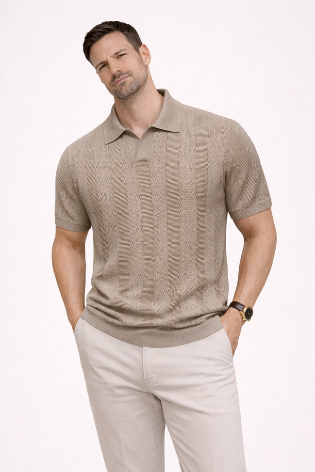 Striped knit polo
