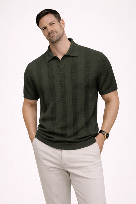 Striped knit polo